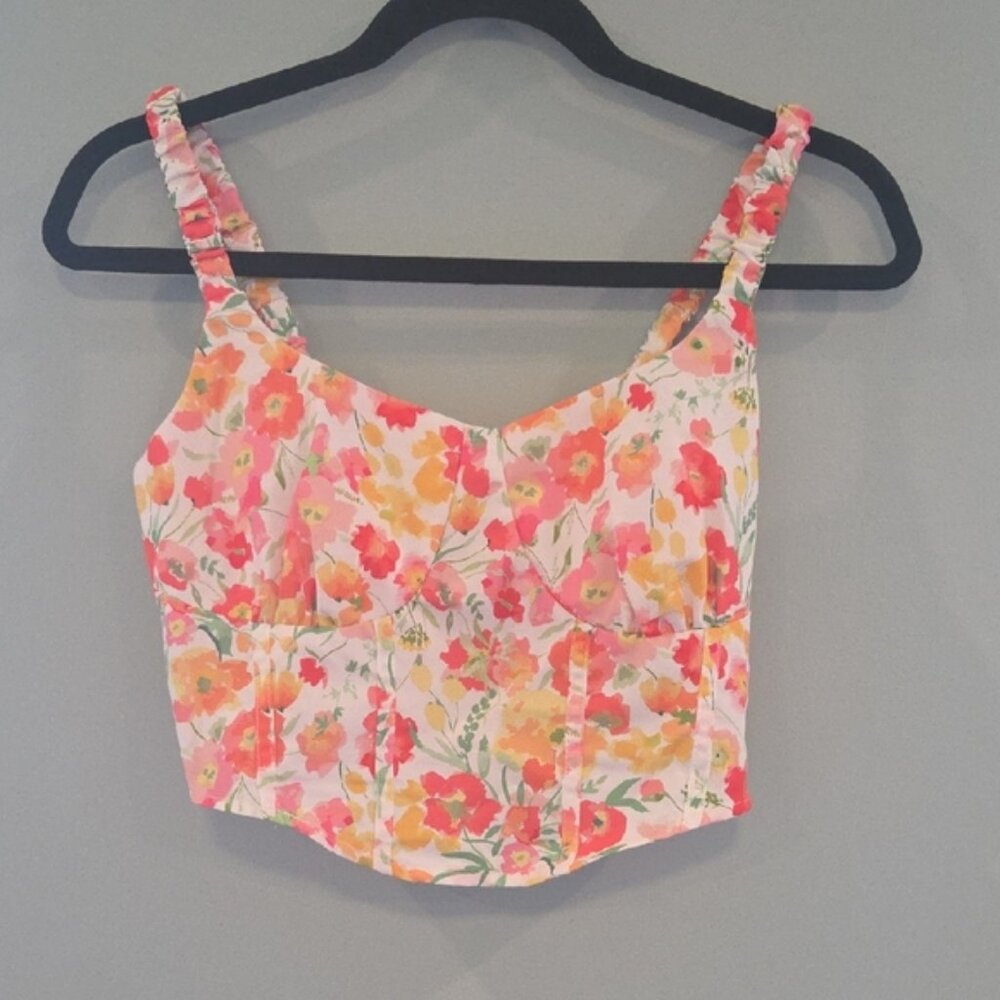 SHEIN Pink and Orange Sleeveless Crop Tank Top